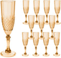 Plastic Champagne Flutes, 12PCS Gold Plastic Wine Glasses Goblets Reusable Champagne Flute for Weddings, Bachelor Parties, Toasting, and Events(12, Gold)