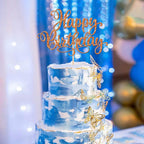 1 PCS Happy Birthday Cake Topper Glitter Happy Birthday Cake Pick Bunting Decor for Anniversary Celebrating Happy Birthday Party Cake Decorations Supplies Orange