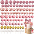 108 Pcs Balls Cake Topper DIY Cupcake Insert Foam Balloons for Cake Baking Wedding Anniversary Birthday Decoration(Assorted Pink, White, Gold,Multi Sizes)