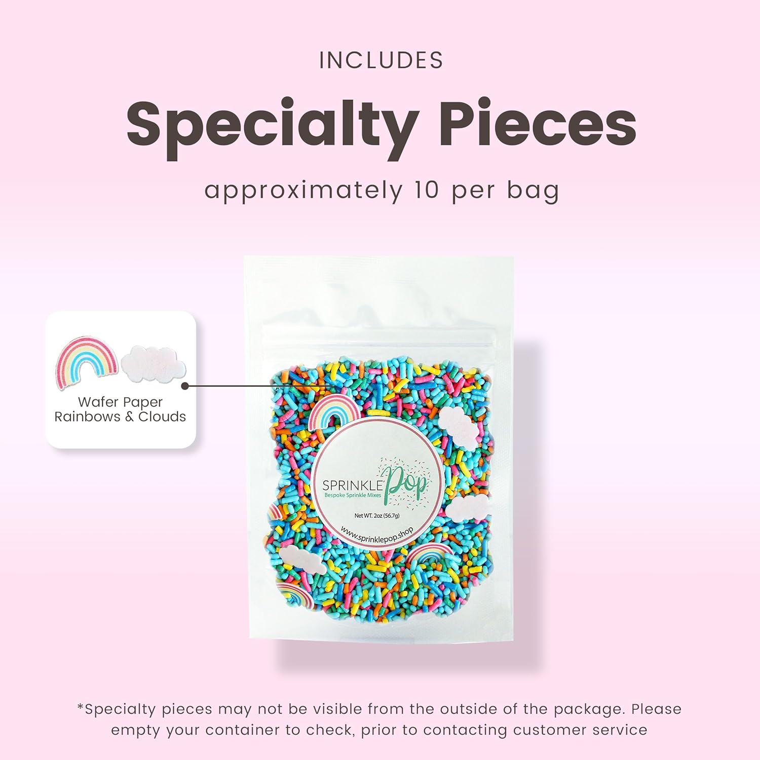 Sprinkle Pop You're My Rainbow Sprinkle Mix| Rainbow Sprinkles Heavy on Blue Jimmies with ~10 Rainbow and Clouds Wafer Papers| Birthday Sprinkles Made in USA for Decorating Cake Cupcakes Cookie, 2oz