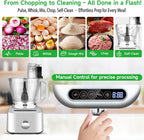 Homtone 16 Cup Food Processor Large, Aluminum-Diecast 11-In-1Food Processor with Whisk, 5 Preset Modes& Stepless Speed Control, 8 Blades for Shred, Slice, Chop, Knead, Dice, Fries Cut, 650W, Sliver