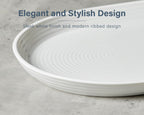ONEMORE 16 Inch Ceramic Serving Plates for Entertaining, Set of 2 Large Oval Dinner Plates- Dishwasher Oven Safe Serving Tray for Food Meat Fish Parties- Porcelain Thanksgiving Turkey Platters - White