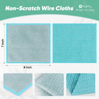 Orighty Multipurpose Wire Dishwashing Rag 12 Pcs, Upgraded Double-Layer Non-Scratch Wire Dish Cleaning Cloths, Kitchen Reusable Steel Scrubber, Powerful Dishcloth Rag for Cookware, Multicolor, 7"x8"