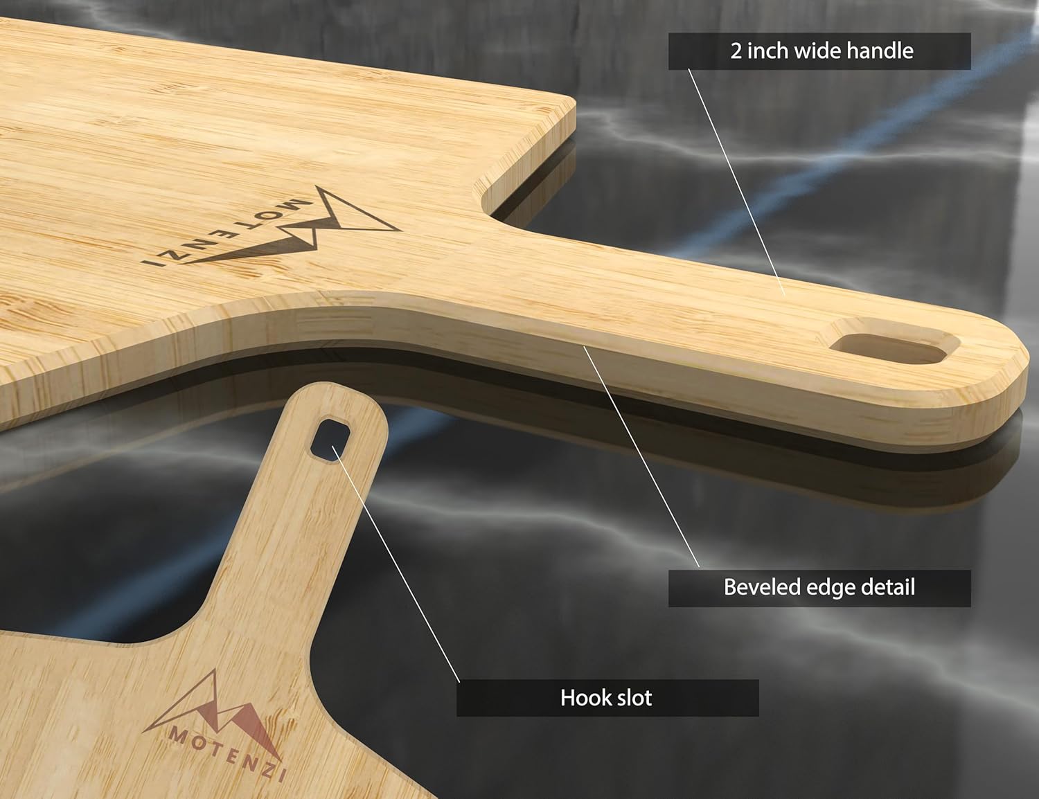 Bamboo Pizza Peel With Cutter and Server, Bamboo Pizza Board Wooden Pizza Paddle Spatula Oven Accessory for Baking Homemade Pizza, Wood Cutting Board for Cheese Bread Fruit Vegetables