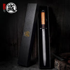 MITSUMOTO SAKARI 12 Inch Flat Honing Rod, Japanese High Carbon Honing Steel (Sourwood Handle)
