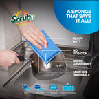 SCRUBIT Reusable Sponges for Dishes - 12 Pack Microfiber Sponges Kitchen Dish Scrubber, Machine Washable & Non-Scratch Scrubbers (Blue)