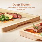 SMIRLY Wood Cutting Boards for Kitchen Wooden Chopping Board Set Reversible with Deep Juice Grooves Grip Handles, Large Charcuterie Tray for Home Kitchen, Natural Birch, 3Pcs with Holder