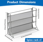 1PCS 4Tier Spice Rack for Counter Free Standing,Spice Rack for Inside Cupboard Hanging Wall Mounted Spice Seasoning Organiser Spice Jars Bottle Organizer for Kitchen Pantry（Silver）