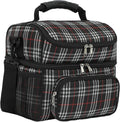 FlowFly Double Layer Cooler Insulated Lunch Bag Adult Lunch Box Large Tote Bag for Men, Women, With Adjustable Strap,Front Pocket and Dual Large Mesh Side Pockets