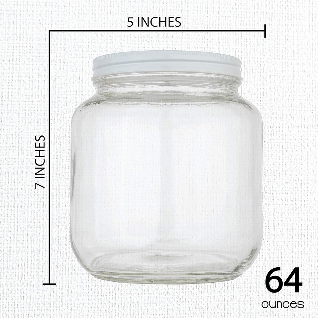 kitchentoolz 2 Pack Large Mason Jars Wide Mouth 64 oz – Half Gallon Glass Jar with Lid – 1/2 Gallon Mason Jar Airtight for Canning, Storing, Brewing, Pickling – Big Mason Jar with Lid