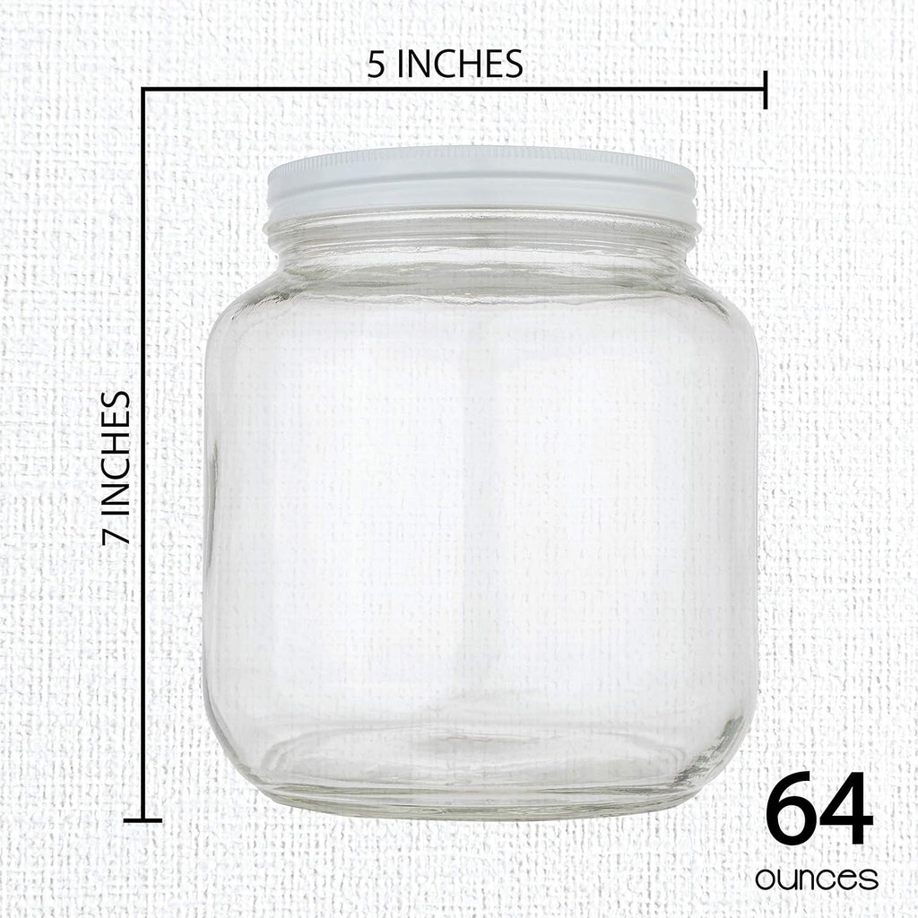kitchentoolz 6 Pack-Half Gallon Glass Mason Jar Wide Mouth with Airtight Metal Lid -Fermenting Kombucha Kefir - Curing Pickling, Storing and Canning - BPA-Free Dishwasher Safe, Made in USA