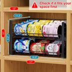 2 Pack Stackable Can Organizer for Pantry, Adjustable Can Holder Rack for Canned Food Soda Drink Goods Storage up to 60 Cans Storage, 2-Tier, Black