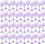 Plastic Wine Glasses，Plastic Goblets Vintage Style Cordial Drinking Glasses for Wedding Reception, Grand Event Party Supplies (48, Purple)