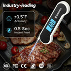0.5 Sec Instant Read Meat Thermometer Digital with ±0.5℉ Precision, Food Thermometer for Cooking Kitchen Gadgets, Oven Grill Candy BBQ Essentials Accessories, Gifts for Him Dad Men Birthday, White