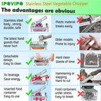 Stainless steel Vegetable Chopper, Veggie Chopper With 8 Blades, Onion Dicer with Container, Food Cutter & Grater Mandoline Slicer