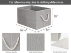 StorageWorks Storage Baskets for Shelves, Foldable Fabric Closet Storage Bins with Handles, Fabric Storage Bins Clothes Organizer, Gray, 3-Pack, Extra Large