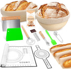 Large Sourdough Bread Baking Supplies, 10 Inch Round &12 Oval Banneton Bread Proofing Basket, Sourdough Starter Kit for Making Baking Fermentation