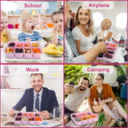 shopwithgreen Snackle Box Charcuterie Container, Divided Serving Tray with Lid and Handle for Party, Veggies, Fruits, Nuts, Food Tray Platter Snack Box Container for Entertaining, Picnic, Pink, 2pcs
