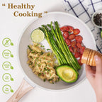 12 Pcs Pots and Pans Set Non Stick, Cookware Sets White Granite Induction Cookware, Non-toxic Healthy Nonstick Kitchen Cooking Set with Frying Pans Set, Saucepans (PFAS/PFOA/PFOS Free)