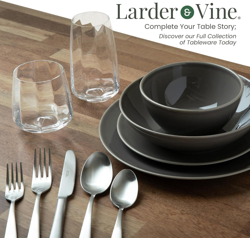 Signature Stainless Steel Flatware 20-Piece Set - Service for 4, Premium Stainless Steel with Weighted Handles, Dishwasher Safe, Everyday or Special Occasion Cutlery (Satin Finish)