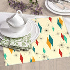 Mid Century Modern Dish Drying Mat for Kitchen Counter Atomic Retro Dish Drainer Rack Mats 16"x18" Absorbent Reversible Yellow Drying Pad