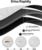 SUEH DESIGN Coffee Mat, Absorbent Dish Drying Mat 23.6 x 15.7 in Quick Dry Coffee Mat Large Drying Mats for Kitchen Counter Coffee Bar, Granite White