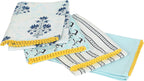 Printed Kitchen Dish Bar Tea Towels Cotton with Trims Hand Towel Gift for Mothers Day Cotton Dish Towel Sets Gift for Mom - White & Blue, Set of 4-18x28 inches