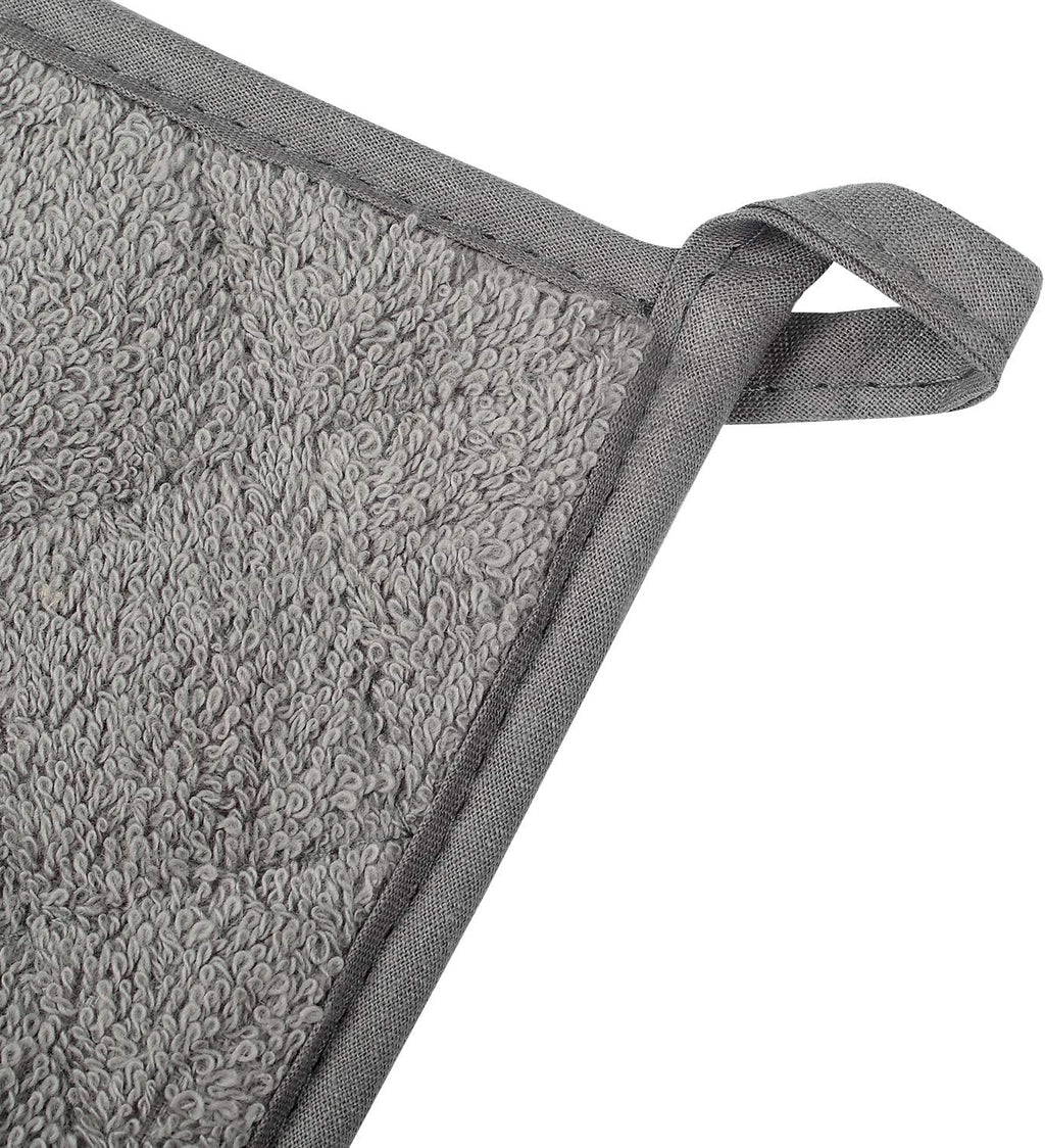 100% Cotton Kitchen Everyday Basic Terry Pot Holder Heat Resistant Coaster Potholder for Cooking and Baking Set of 5 Grey