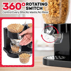 Triple Cereal Dispenser Countertop - 3 Pack 2L Large Cereal Containers Storage Airtight, Rotating Black Plastic Dry Food Dispenser for Cereal, Rice, Grains, Candy, Coffee Beans