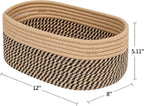 CubesLand Small Baskets, Storage Baskets for Organizing Shelves, Rectangular Woven Storage Baskets Natural Cotton Rope Toy Storage Bins Closet Baby Baskets Empty Gifts Baskets Camel/Mixed Black