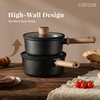 CAROTE Nonstick Sauce Pan Set With Lid, 1.5Qt & 2.6Qt Non Stick Saucepan Small Pots for Cooking, Multipurpose Ultra-light Titanium Small Kitchen Cooking pots, Induction Compatible, PFOA/PFOS Free