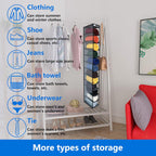 Closet Organization,12 Section,Hanging Closet Organizer,Space Saving, College Dorm Essentials for Girls, Heavy dutys Hooks Up to 45 Pounds, Clothes Storage,Closet Organizer,Grey/Black