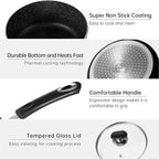 Nonstick Saucepan Set with Lid, Non Stick 1Qt & 2Qt Sauce Pan Set with Glass Lid Small Pot for Home Kitchen