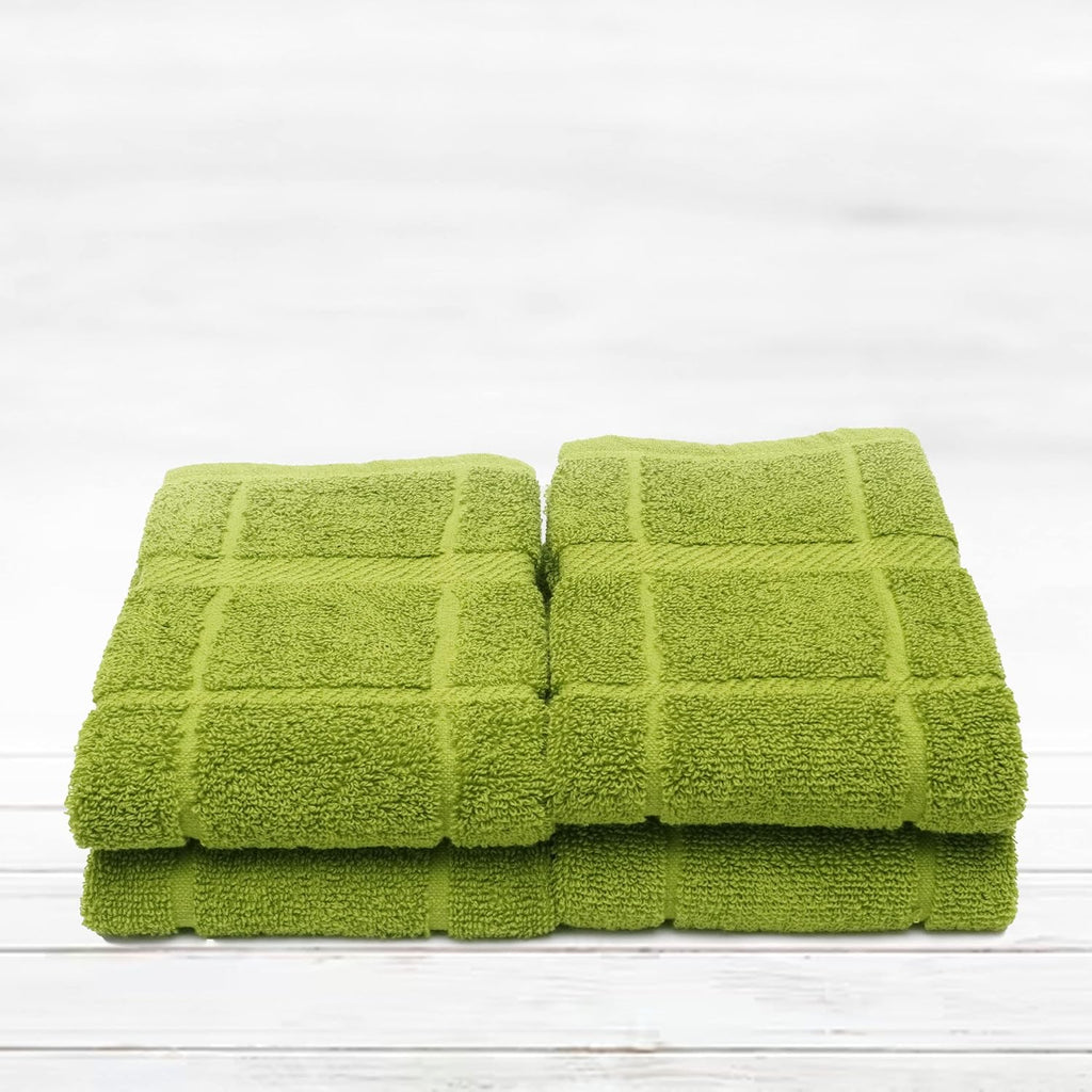 100% Cotton Terry Dish Towels, 4 Pack Plain, 16 x26 Inches, Super Soft and Absorbent Kitchen Towels, Perfect for Kitchen Cleaning and Dish Washing | Green