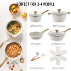 SENSARTE Nonstick Ceramic Cookware Set 13-Piece, Healthy Pots and Pans Set, Non-toxic Kitchen Cooking Set with Stay-Cool Handles, Silicone Tools and Pot Protectors, PFAS and PFOA Free