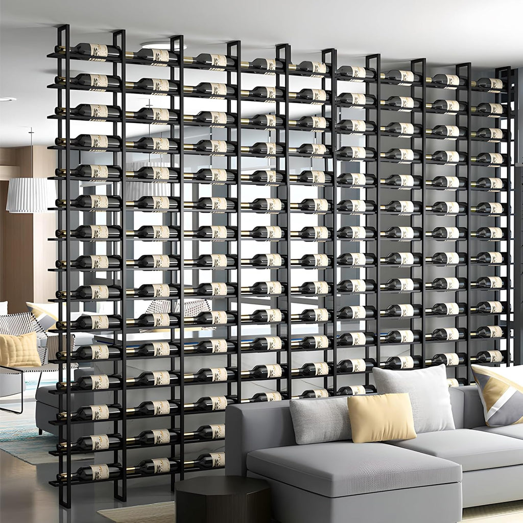 Wine Rack Freestanding Floor, 16 Tier 48 Bottle Capacity Display Holder, Industrial Wine Bottle Storage Shelves, for Any Bar, Wine Cellar, Kitchen, Dining Room (Gold, 3 Column)