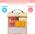 SUNNY BIRD Insulated Lunch Bag Rolltop Lunch Box Tote Bag for Women, Men, Adults and Teens (Grapefruit Pink)