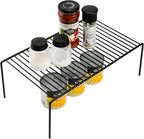 iPEGTOP Set of 6 Large (15.7 x 9.4 Inch) Kitchen Cupboard Organiser, Freezer Cabinet Storage Metal Shelf Wire Rack, Rustproof Steel Shelves for Fridge Pantries Countertops Utensils, Black