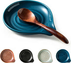 Spoon Holder, Ceramic Spoon Rest for Kitchen Counter Farmhouse Cooking, Large Utensil Rest for Spoons, Ladles, Tongs, Spatula, 5 Inches (Blue)