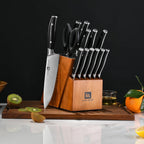 Arcelor 14 Piece Exclusive German Steel Non-Slip Handles Knife Set with Solid Wood Block …