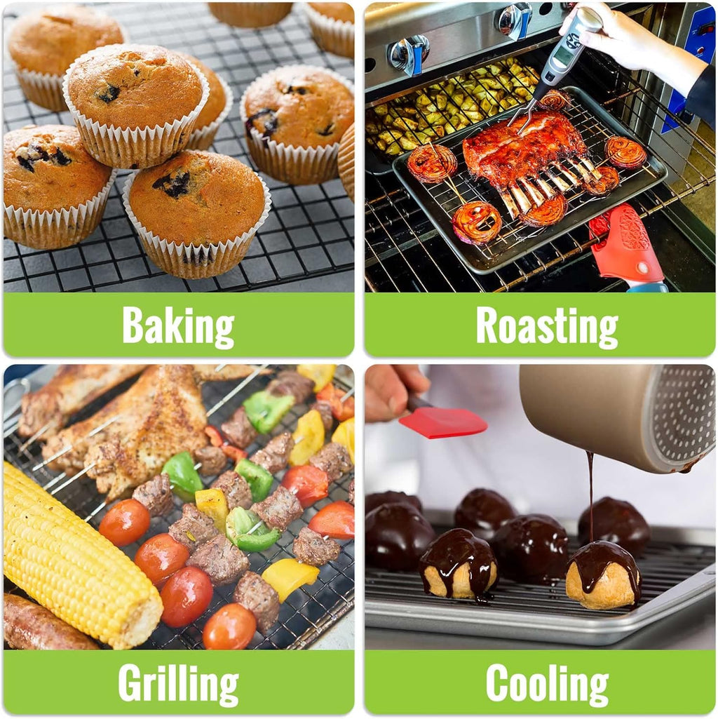HULISEN Cooling Rack 2 Pack - 16" x 10", Nonstick Baking Rack with Handle fits Half Sheet Pan, Cookie Cooling Racks for Baking and Cooking, Wire Smoker Racks for Grilling, Oven Safe