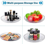FreshKeeper Plastic Lazy Susan Organizer, Clear Pantry Shallow Lazy Susan Turntable for Cabinet and Kitchen 9’’