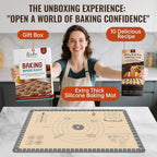 Silicone Baking Mat with 10 Quick Recipes, Extra Thick Silicone Mats for Baking, Non Stick Pastry Mat,Reusable kneading Dough Rolling Mat for Cookie, Macaron, Bread, Pizza-Tutorial Video Included