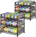 JKsmart 3-Tier Stackable Can Organizer, Storage Can Rack for Kitchen Pantry Cabinet, Holds Up to 72 Cans, Multifunctional Can Dispenser for Snacks Soda