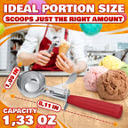 1.33oz Ice Cream Scoop with Trigger #24 - Stainless Steel Ice Cream Scooper for Gelato, Cookie Dough, Meatballs - Easy Portion Control, Comfortable Non-Slip Handle, Dishwasher Safe, Rust Resistant