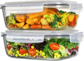 Vtopmart 2Pack 2260ml/ 76.4oz Large Glass Storage Containers with Lids, Meal Prep Food Container Set with Snap Airtight Lid for Baking, Microwave, Oven, Leak Proof, for Freezer, Dishwasher, Grey