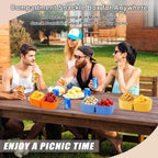 2/3/4Pack 8 oz Reusable Silicone Snack Containers with Lids, Mini Containers 2 Compartments Snackle Box for Kids & Adults, Portable Silicone Food Storage Box for Picnic, School, Office (8oz-2C-3Pcs)