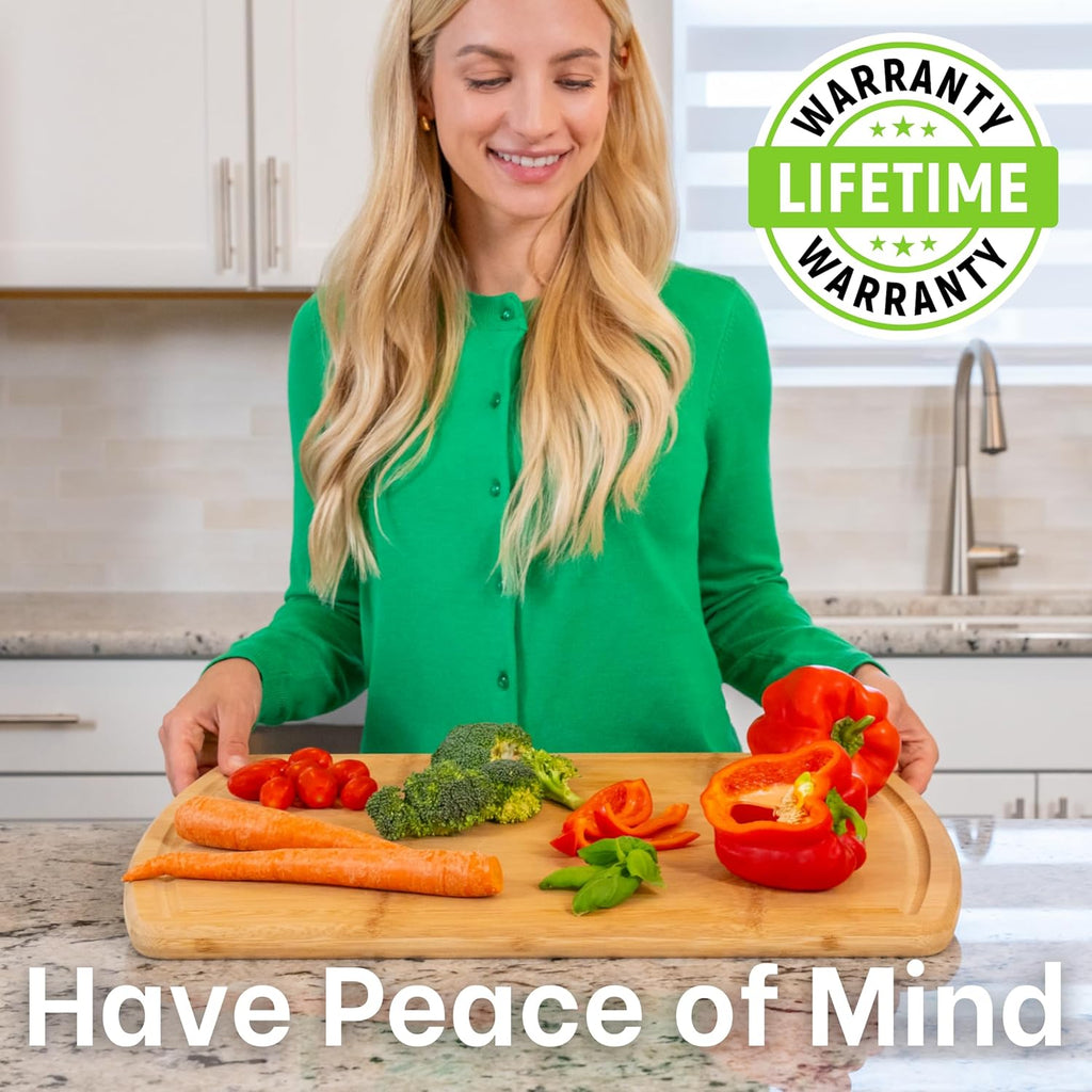 Greener Chef 20 Inch Bamboo Cutting Board Featuring Super-Sized Glue-Free Surface™ – Heavy Duty Butcher Block for Safe Meal Prep, Chopping & Carving with Lifetime Replacements