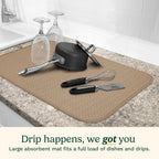 Cuisinart Dish Drying Mats for Kitchen Counter - (2) 18" x 24" Ultra Absorbent Dish Drying Mat XL - Foldable, Machine Washable, Fast Drying Dish Mat (Geostripe)
