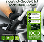 Inspire Black Nitrile Gloves HEAVY DUTY 6 Mil Nitrile Chemical Resistant Medical Cooking Cleaning Disposable Black Gloves